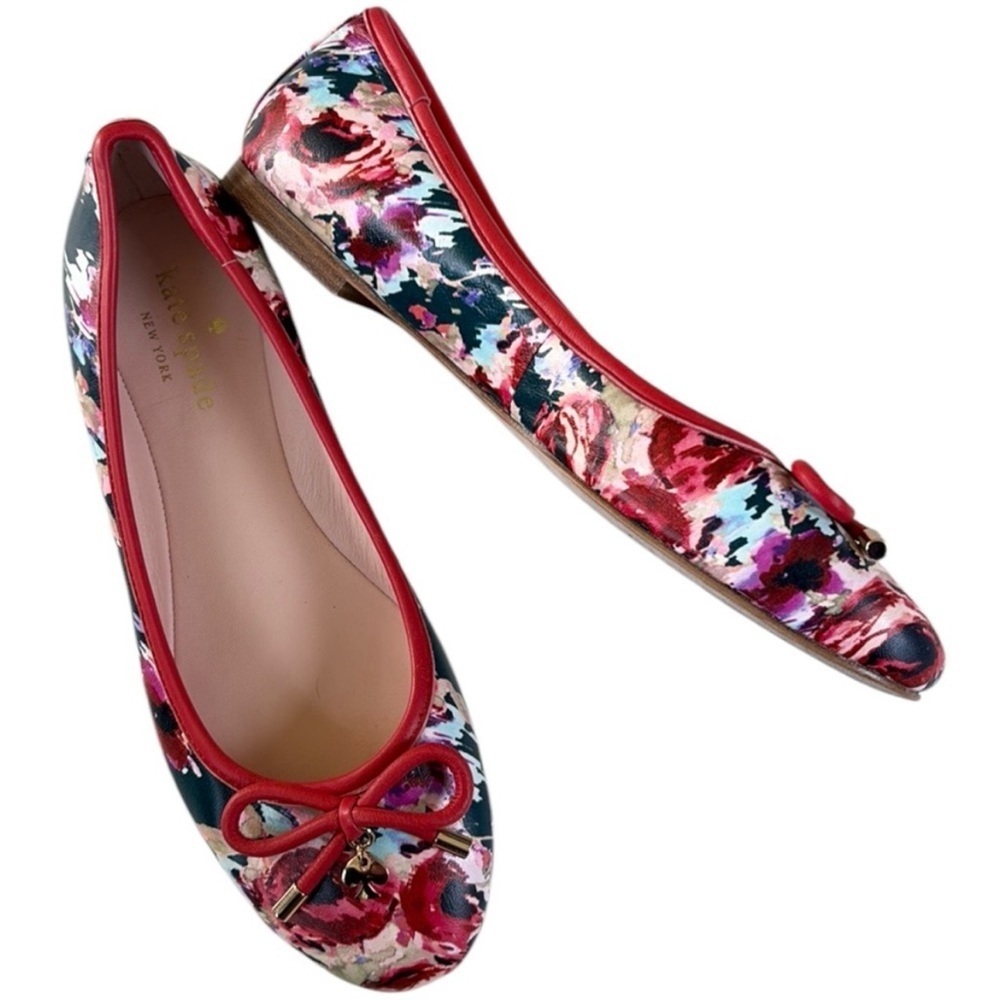 EUC Kate Spade Willa Leather Flats Floral Size 6